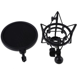 Mic Shock Mount Stand Holder Studio Microphone Pop Filter Mask Wind Screen Shied