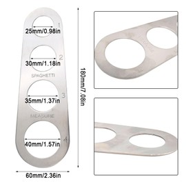 UILYNIU 3 Pcs Spaghetti Measurer Tool, 4 Holes Stainless Steel Spaghetti Measurer, Spaghetti Measuring Ruler, Spaghetti Noodle Pasta Measurer Tool, Spaghetti Measuring Portion Control Tool (Silver)
