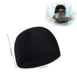 Set of 2 Swimming Caps, Comfort Fabric Swimming Cap, Soft Swimming Cap, Swimming Cap, Fabric Cover, Swimming, Textile Caps for Women, Children, Teenagers, Adults (Black)