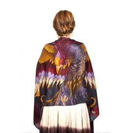 Phoenix Wings Bird feathers Hand Painted and Digitally Printed Pure Cotton Shawl Scarf