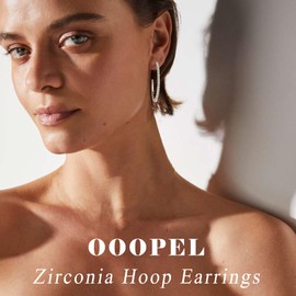 Large Rhinestone Hoop Earrings 925 Sterling Silver Post Cubic ZirconiaThin Rhinestones Round Hoops Earrings for Women Sparkly Silver Hoop Earrings with Crystals for Womens