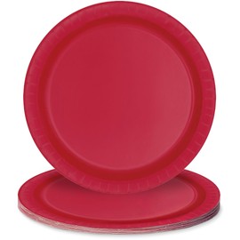 Unique Industries Premier Stylz Ruby Red Round Paper Dessert Plates - 7" (8 Ct) | Elegant & Sturdy Party Tableware for Celebrations, Events & Gatherings