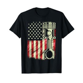 Mechanic American Flag Piston Muscle Car Patriotic Vintage T-Shirt