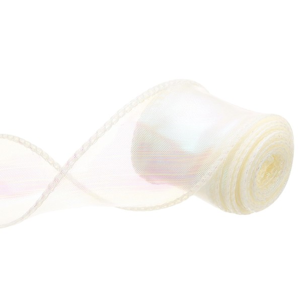 MECCANIXITY 1 1/2" Wide Sparkly Sheer Wired Organza Ribbon Pastel