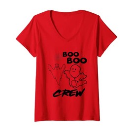 Womens Boo Boo Crew Funny Ghost Registered Burse Night Shift RN V-Neck T-Shirt