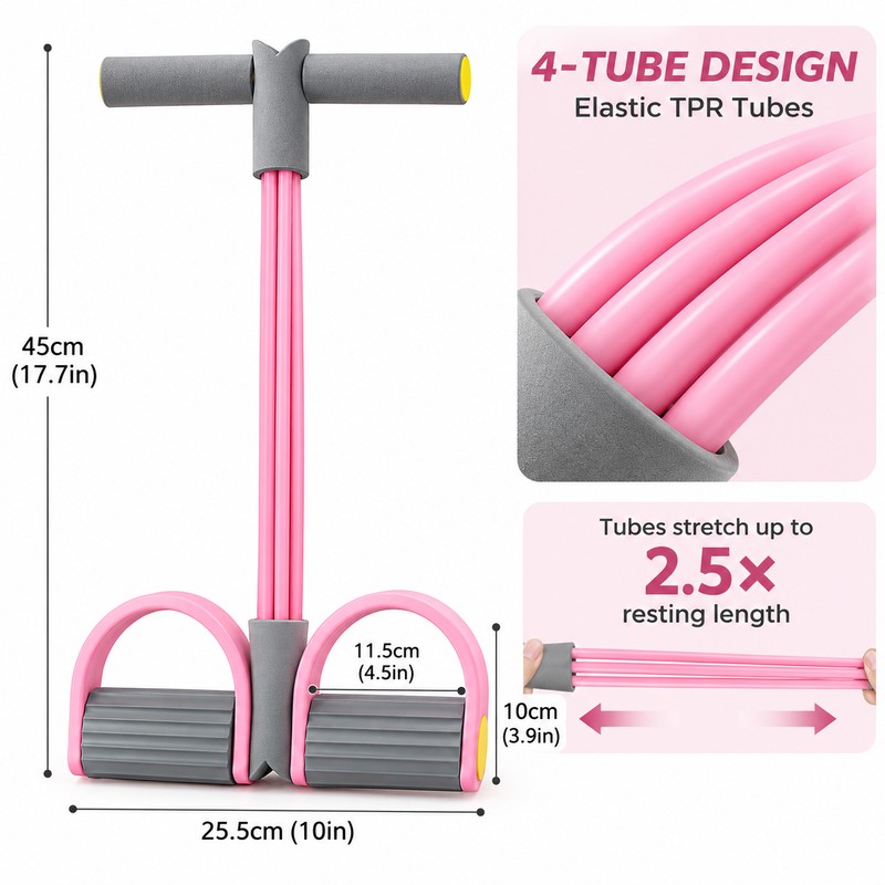4-Tube Resistance Band for Home Workouts – Pedal Pull Exerciser