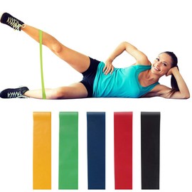 Resistance Loop Band Set for Home Fitness Includes 5 Resistance Exercise Bands with Carrying Bag, Exercise Legs Arms Body Stretching, Yoga, Pilates, Muscle Training