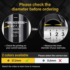 Zeekpowa 27.2mm Diameter Adjustable Aluminium Gold Mountain Bike Seat Post Spring Loaded 350mm Length