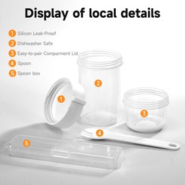 Reusable Parfait Cups with Lids & Spoon – 2-Layer Leakproof Overnight Oats Containers, BPA-Free PP, Dishwasher Safe – Portable Cereal On The Go Cup for Yogurt, Fruit,Salad (2S+2M)