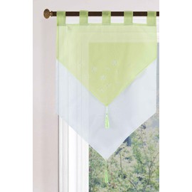 Gardinenbox Panneaux 2023710 Panel Curtain H x W 90 x 60 cm Apple Green "Gera" Double Layer Voile Loops Panel Hanger Panneaux