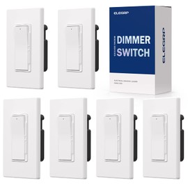ELEGRP Digital Dimmer Light Switch for 300W Dimmable LED/CFL Lights and 600W Incandescent/Halogen, Single Pole/3-Way LED Slide Dimmer Light Switch, Wall Plate Included, UL Listed, 6 Pack, Matte White