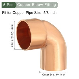 YOKIVE 1 Pcs Elbow Copper Fitting, 90 Degree Copper Pipe Fitting FTG x C Short Radius Tube Connector, Great for HVAC Refrigeration (5/8" Nominal Size)