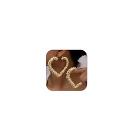 Heart Bamboo Earring for Women 90s Gold Bamboo Hoop Earrings Large Heart Hoop Earrings Oversized Outfits for Women Hip Hop Jewelry