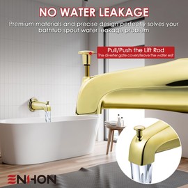 Enhon Slip On Diverter Tub Spout Compatible with Kohler GP85556, Bathroom Shower Bathtub Faucet Spout Replacement Fits 1/2'' Copper Water Tube, 5/32'' Hex Wrench Included (Polished Brass,1 Pack)