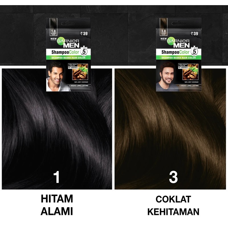 Garnier Men Shampoo Hair Color 30ml 2 Variant Natural Black