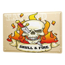 Tin Sign Fun Ravtive Skull and crossbones