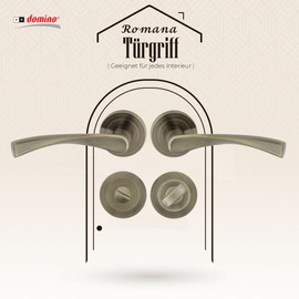 domino ROMANA-R M3 Door Handle Set Toilet Bathroom Set Round Rosette Door Fitting for Bathroom Doors Set Toilet Rosette Set Aluminium Door Handle Bronze Door Handle Set