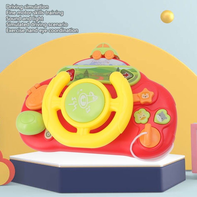 Simulation Steering Wheel Toy Free Rotation Music Sound Educational Driving