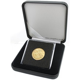 Deluxe Black Quadrum Case with Quadrum Capsule for Displaying a Full Sovereign Coin