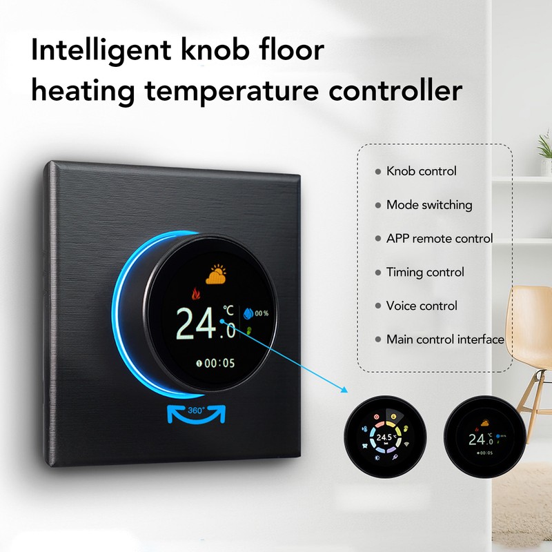 Smart Thermostat Black App Remote Control Timing Energy Saving High