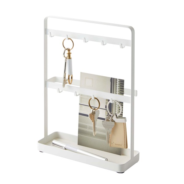 Yamazaki Stand Home Rack-Modern Hook Organizer Stand | Steel | Key Storage, One Size, White