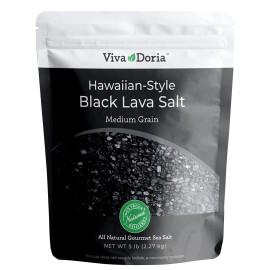 Viva Doria Hawaiian Black Lava Sea Salt, Medium Grain, 5 Lb.