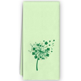 Bnzolyoia Lucky Dandelion Kitchen Towels - St Patricks Day Decor, St Patricks Day Gifts, Four Leaf Clover St Patricks Day Decorative Hand Towels Dish Towels for Kitchen Bathroom 16x24