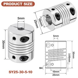 Motor Shaft 5 mm to 10 mm Flexible Shaft Couplings, Stepper Motor Coupler Spiral Rod Coupling Aluminium Alloy CNC Joint Connector Motor, 25 mm Diameter, 30 mm Length