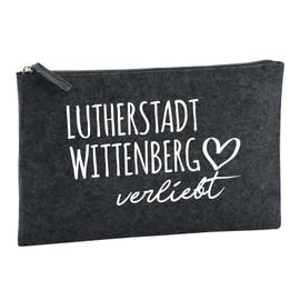 Huuraa Kulturbeutel Lutherstadt Wittenberg verliebt Geschenk 1 Liter Charcoal Filz Lutherstadt Wittenberg Geschenkidee