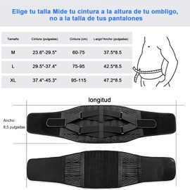 Soporte Lumbar para Hombres y Mujeres，Correa de soporte lumbar ajustable 6 paneles,Protector Cintura de Nailon Transpirable, Adecuado para Baloncesto, Deportes, Fitness, Sentadillas, Entrenamiento (Medium)