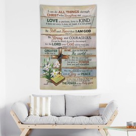 Gyejip Christian Bible Verse Tapestry Wall Hanging Verse Scripture Quotes Tapestry Inspirational Tapestry Religious Jesus Wall Hanging Bedroom Living Room Decor 40"x60"