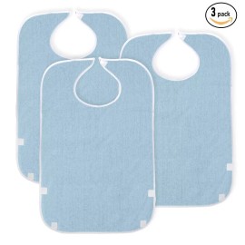 WAVE 3 Pack Adult Bibs for Eating with Catch Bib-Washable Reusable Waterproof
