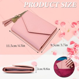 FuninCrea Women's Small Purse 6 Card Slots Purse Women's Small ID Window Women's Purse Leather Wallet with Tassel and Heart-Shaped Pendant, blue, Contemporary