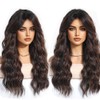 Macodio 26Inch Long Wavy Brown Wig with Highlights for Women