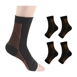 TTPSRY 4 Paar Knöchel Kompressionsstrümpfe für Damen Herren Fußkompressions-Knöchelstütze Kompressionssocken Arthritis Achillessehne Orthopädische NeuropathischSocken Compress Socks(Golden)
