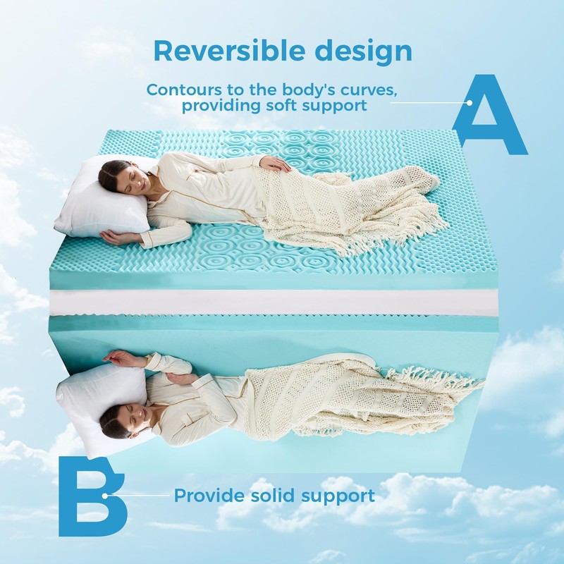 BDEUS 4 Inch Dual Layer Queen Size Cooling Mattress Topper