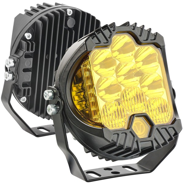 AUTOXBERT 2x 5Inch Round Led Off Road Lights Yellow Fog