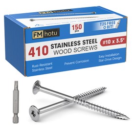 #10 x 3.5 Stainless Steel Deck Screws, 150Pcs 410 Grade Stainless Steel