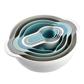 Plastic Mixing Bowls Set with Mixing Bowls,Plastic Nesting Bowls Set of 8,Mixing Bowl-s for Baking Kitchen, Measuring Cup, Powder Sieve, Wash Vegetables Dish, Drainer Basket. ﻿