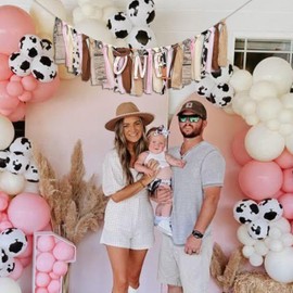 Cow 1st Birthday Tassel Highchair Banner, Quality Wood Beads, 6 Colored Tassels, Handmade Decorations, Baby Shower, Birthday, Unisex, Children's Party Supplies