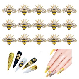 minkissy Bee Nail Charm 20pcs Bee DIY Charms Jewels Nail Ornaments Alloy Jewelry Shiny Decorations Rhinestone Decor Charm Decoration for Art Sticker Supplies Gold Nail Charms