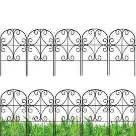 ShopLaLa Garden Fence Animal Barrier Decorative Border (20 Panels) 12in(L) x 24in(H) Rustproof Metal Wire Butterfly Arch Edging for Landscape, Patio Gates Yard Decor No Dig, Black Fences for Dogs