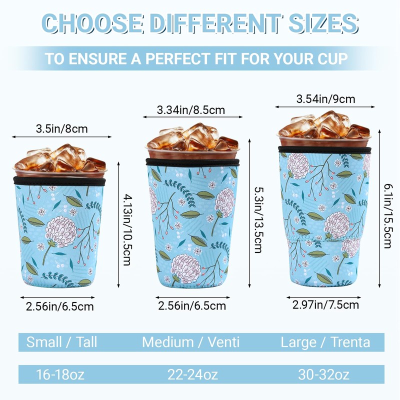 Cobetech Iced Coffee Sleeve Reusable, 3 Pack Neoprene Coffee Cup
