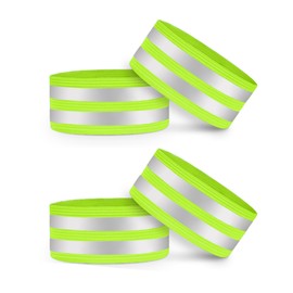 VERY IMPORTANT RUNNER - Reflective Wristbands with Double Reflective Strips - 5 cm Width - 8 cm Adjustable Clasp & 360° Visibility - For Arms, Legs & Ankles (Fluorescent, Pack of 4)