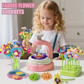 XDR Fabric Flower Craft Kit for Girls - DIY Bouquet Making Toys, Birthday Gifts for Kids Ages 6-8 7-12, Arts & Crafts Supplies for Floral Arrangement