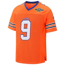 kioken Waterboy Jersey Bobby Boucher #9 Adam Sandler Mud Dogs Bourbon Bowl Football Jerseys (Yellow_XL)