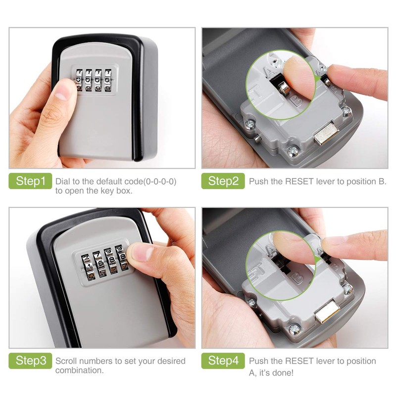 KeeKit Key Lock Box, Key Safe Box with Removable Shackle