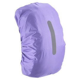 LUMLLSAJI Waterproof Backpack Rain Cover - Non Slip Bag Cap with Vertical Reflective Strap Keep Drying Water Proof for Climbing Cycling - 55-65 L - Purple - L
