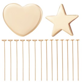 Beebeecraft 1 Box 40Pcs 2 Styles 0.7mm Head Pins 18K Gold Plated Heart Pentagram Star Quilting Satin Straight Pins for Sewing Pins Dressmaker Jewelry Making DIY Craft