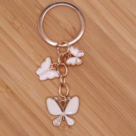 MyfavoriteK Butterfly Charm Pendant Keychain Women Girls Jewelry Purse Bag Accessories (White)